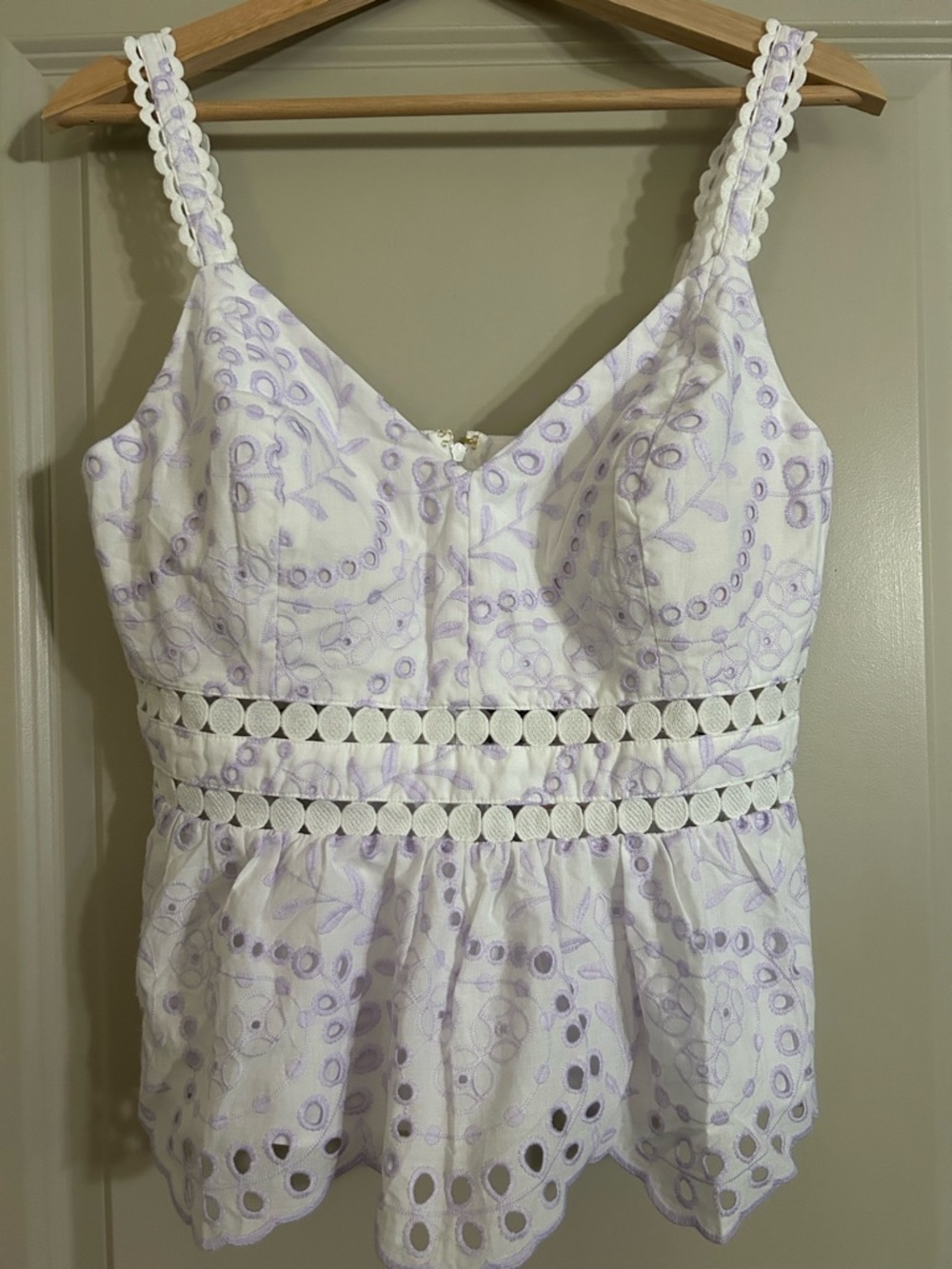 Lilly Pulitzer White Tank with Lavender Braided Straps